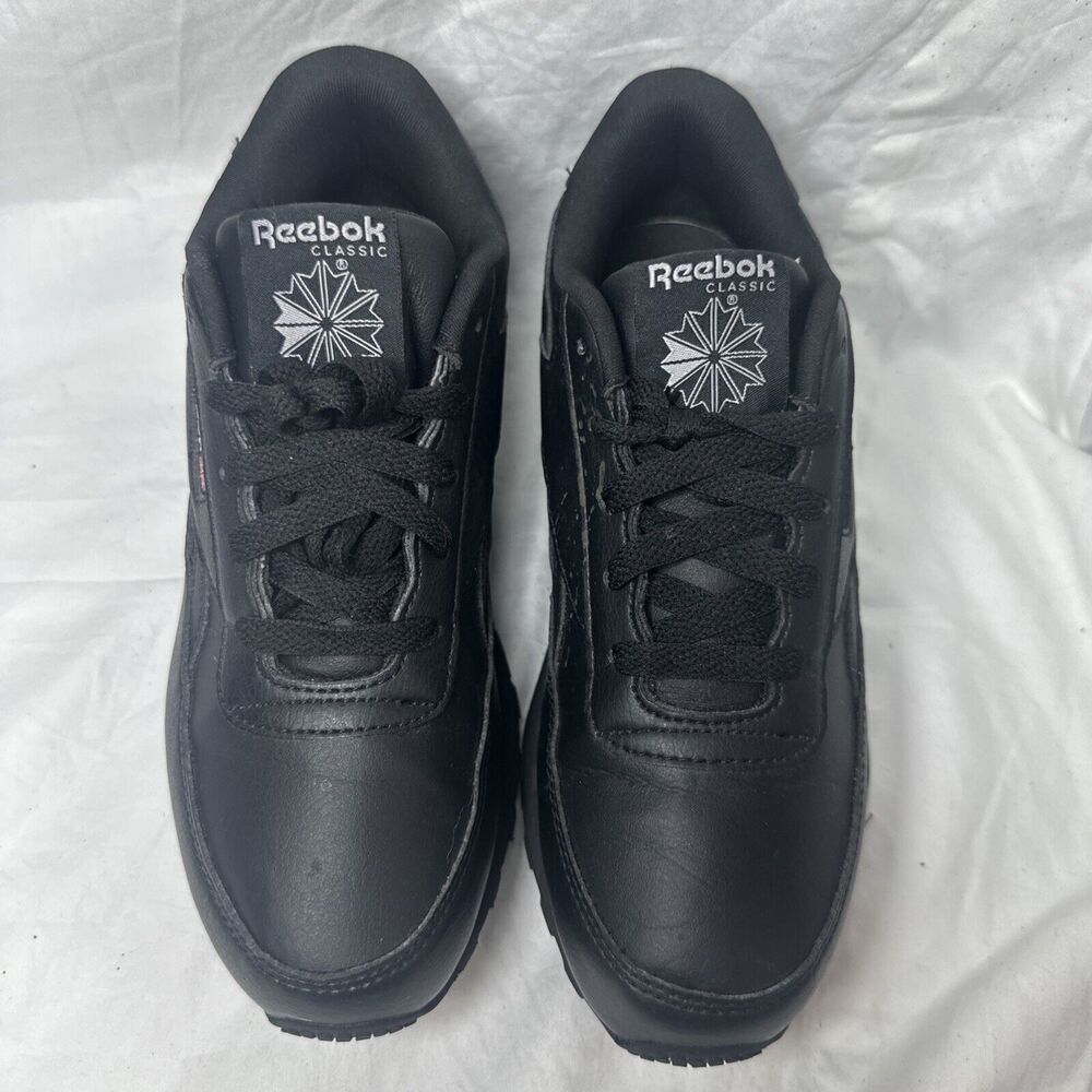 Reebok Kids Classic Black Leather Shoes Size 3